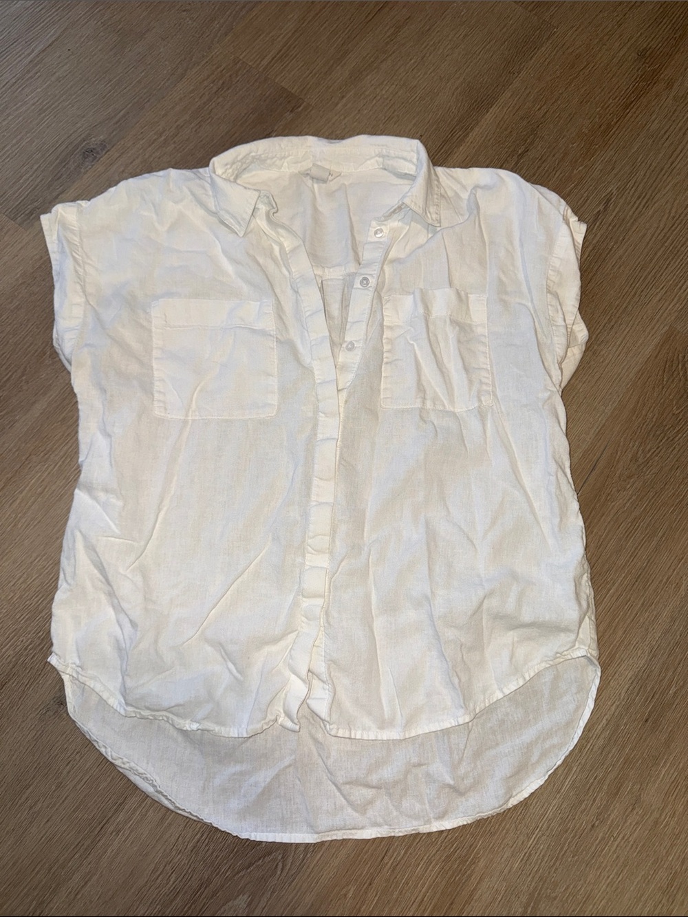 CASLON White Blouse Short Sleeve Muscle Tank Collared Button Down Shirt